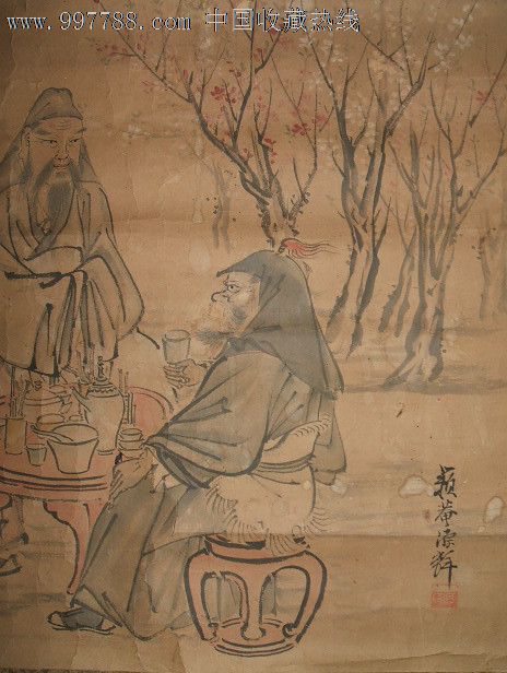 清代手绘人物画《桃园结义图》