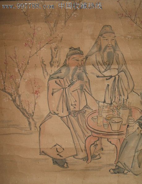 清代手绘人物画《桃园结义图》