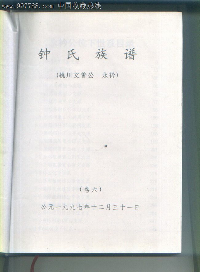 1997年版钟氏族谱6:桃川文善公,永衿