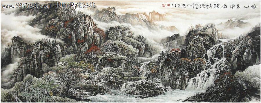 广西美协李云友·小六尺山水精品,山水国画原作,水墨