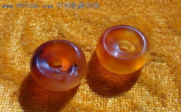 一对高古老玛瑙珠子,玛瑙,唐朝之前,红色,黑龙江