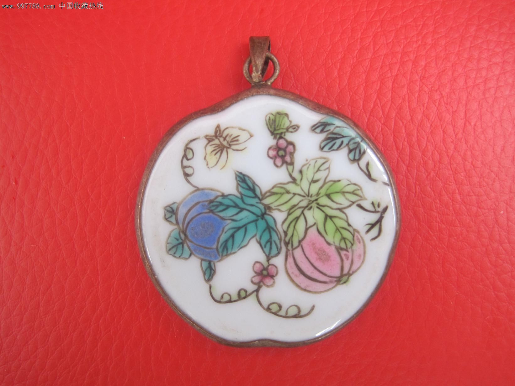 清末五彩蝶恋花纹瓷片挂件-se16286228-镶嵌瓷/瓷板画