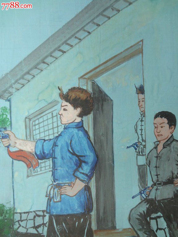 绝无仅有-罕见五六十年代全手绘革命人物画原作2轴-名家全手工绘制