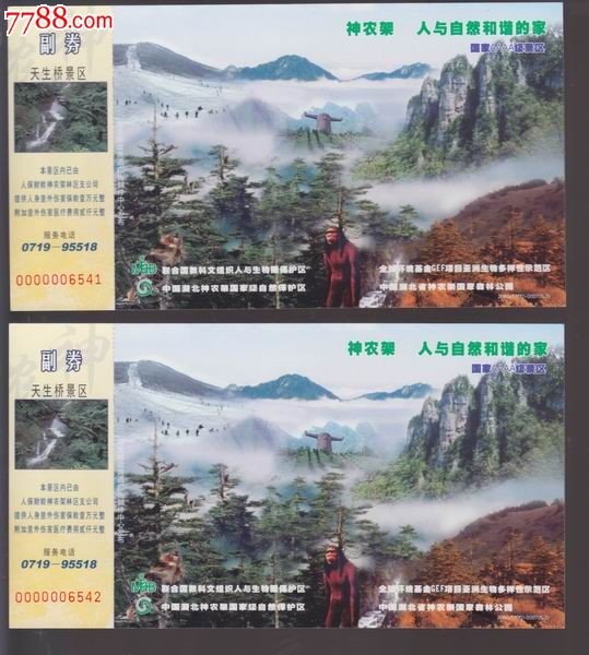 神农架天生桥景区(4枚)_旅游景点门票_宜昌岁月有痕