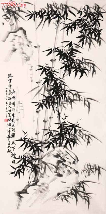 统一编号: se17345569  店内编号:竹石图 品种: 花鸟国画原作-花鸟