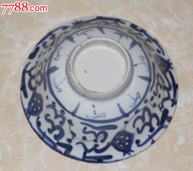 民国青花碗青花陶瓷碗品像完好收藏标准件怀旧碗