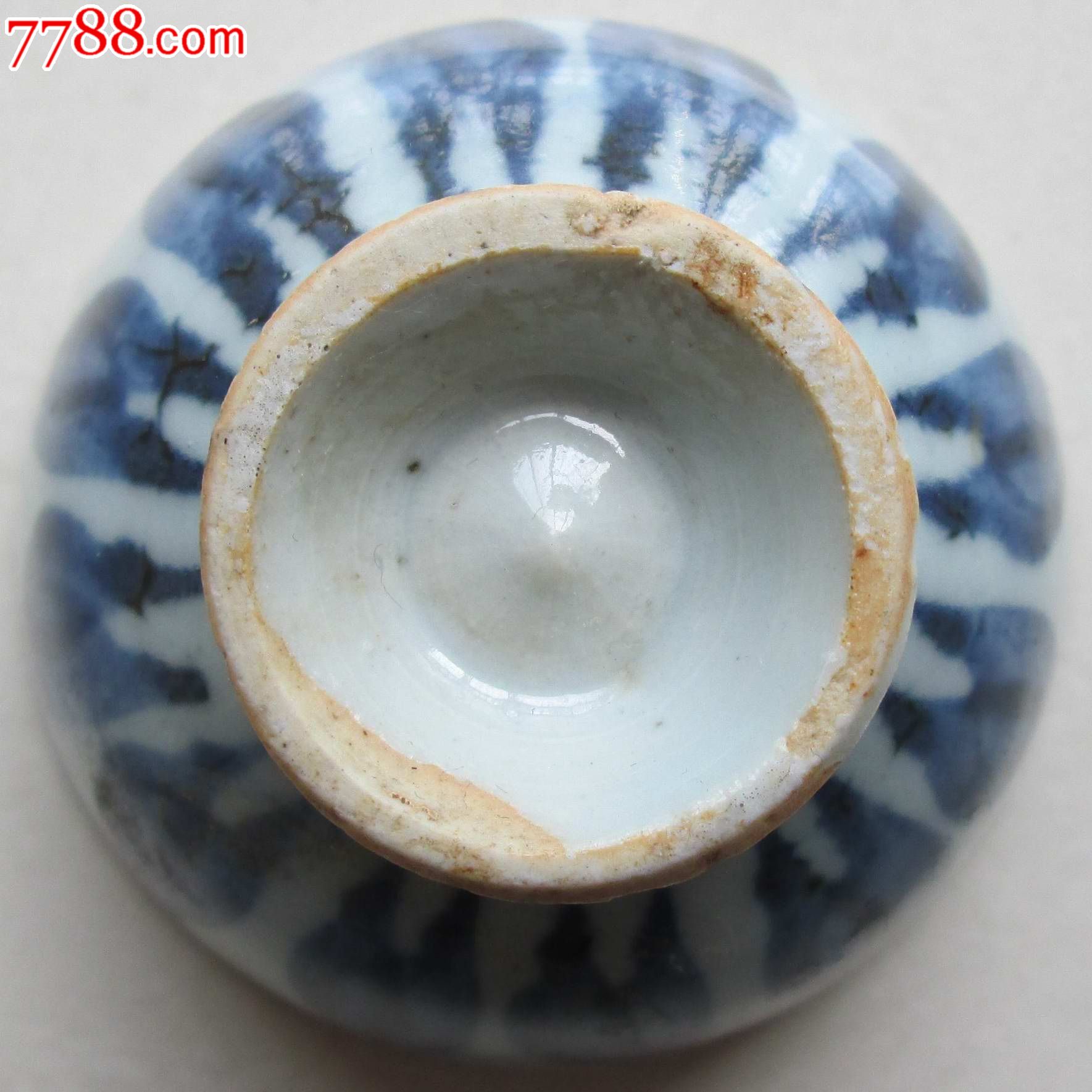 明代,青花瓷,宣德,芭蕉叶纹饰,鸡心小碗小酒杯小酒盅