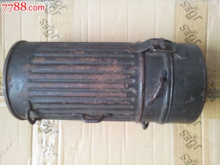 民国国民党国军防毒面具罐子_铁皮盒\/铁筒_民