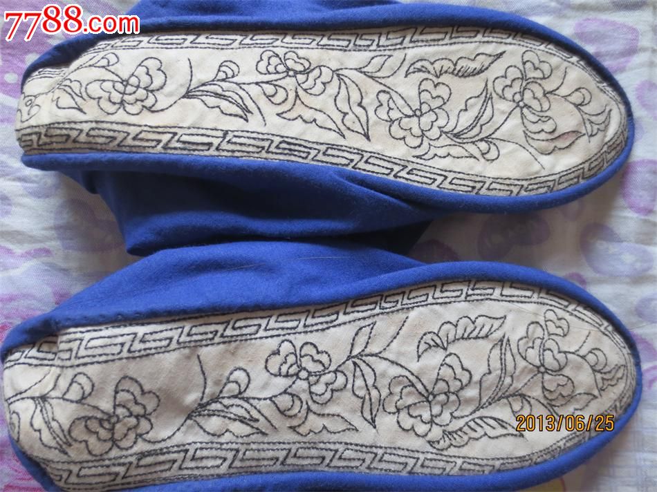 小脚布袜子,绣花鞋/布鞋,三寸金莲绣花鞋,花鸟,清朝_第2张_七七八八