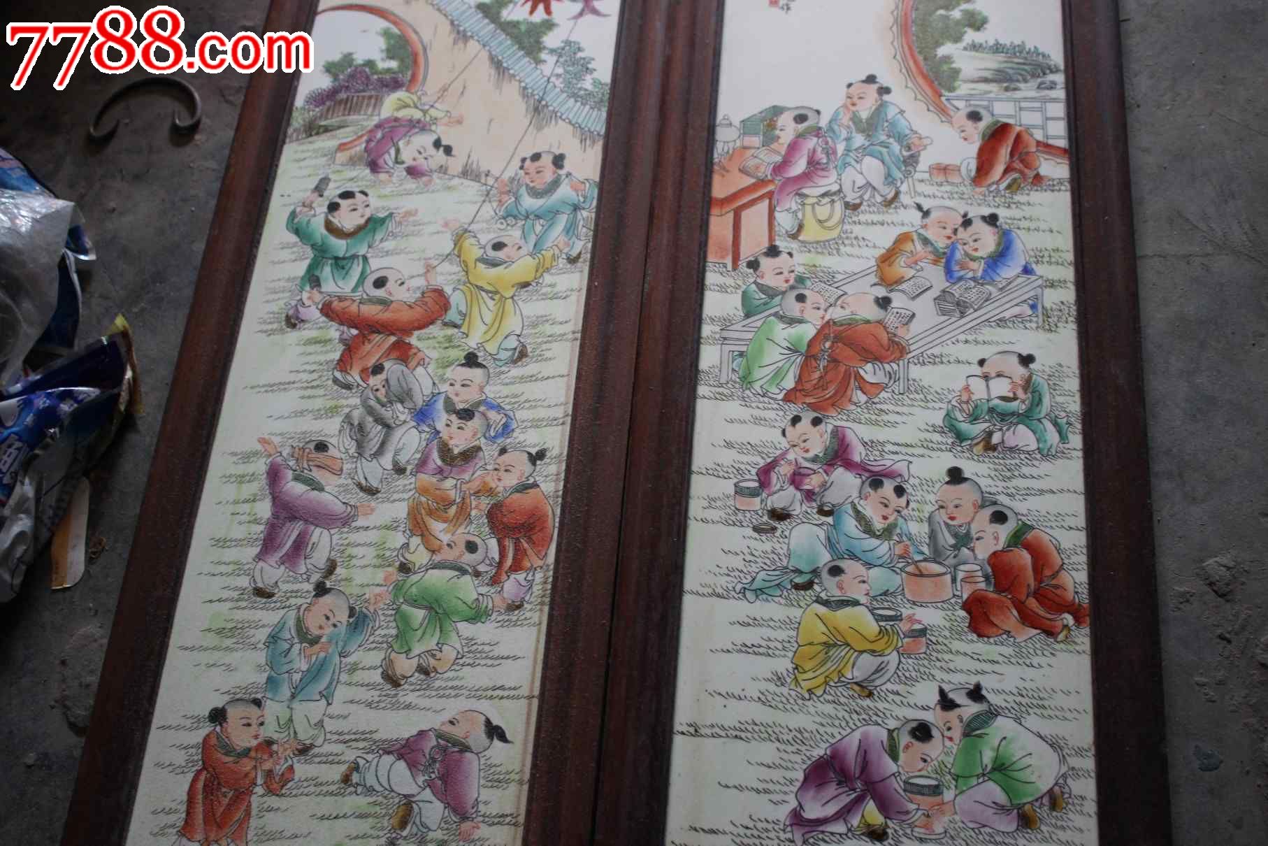 王大凡百子图瓷板画