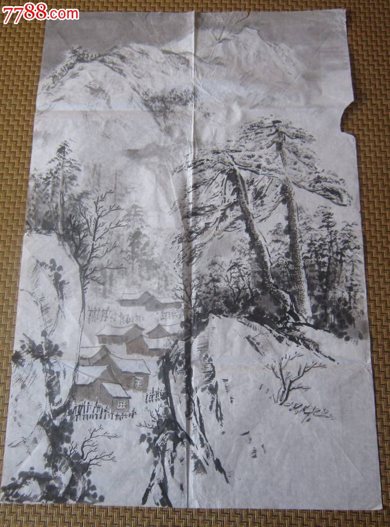手绘国画一张-雪景