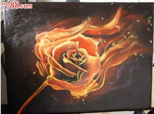 李守诺油画《火玫瑰》
