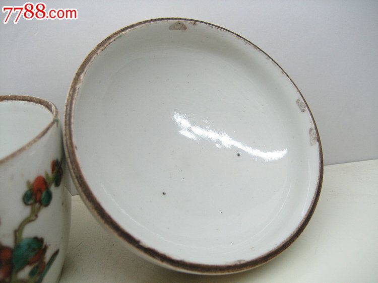 万泉收藏\/清-春夏秋冬梅兰菊竹四季花瓷盅_彩