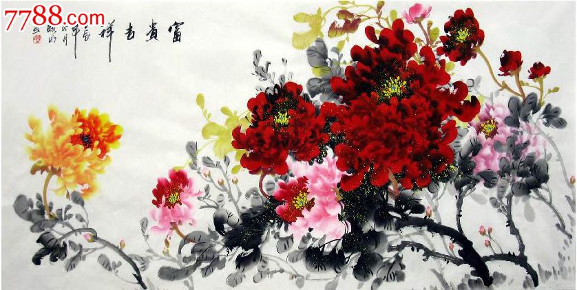 陈晓明·四尺花鸟牡丹_第1张_7788收藏__中国收藏热线