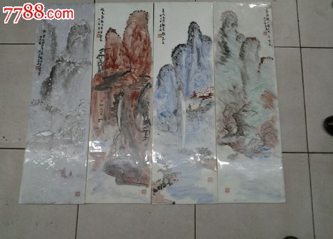 邓良华《春夏秋冬》瓷板画四幅