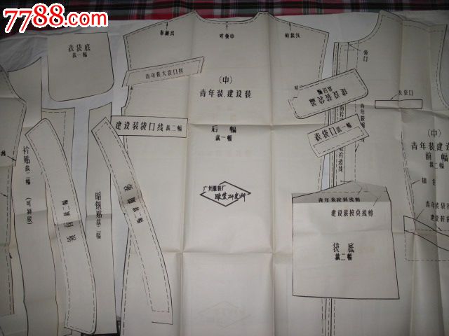 文革广州服装厂出品服装纸样一组