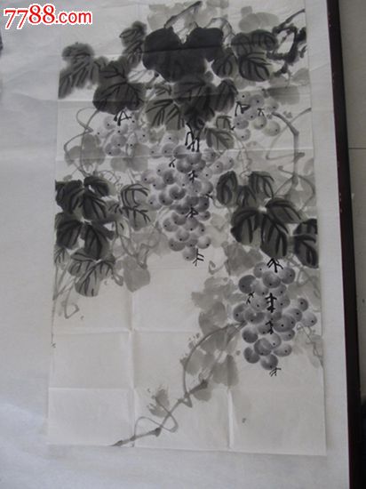 精品名家手绘国画葡萄图