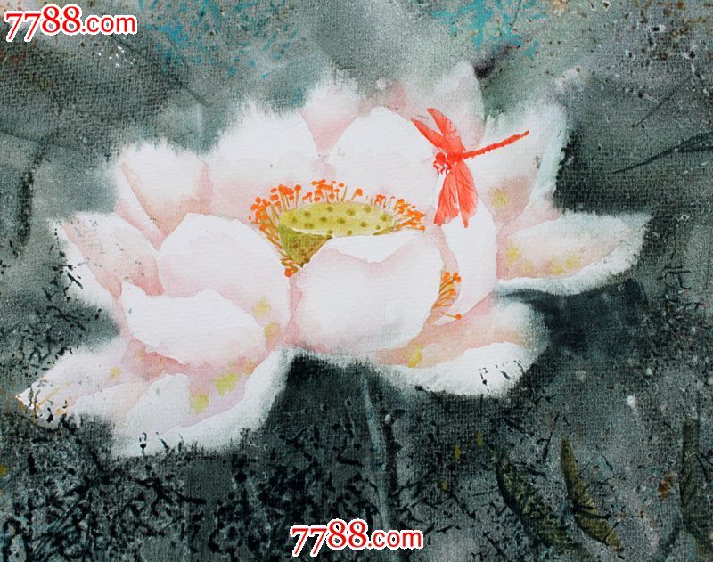 【国画字画】名家武朝利水彩画风景画红蜻蜓装饰送礼wzl015