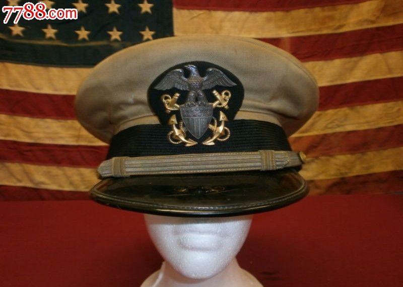 二战美国海军原品夏季军官帽原版帽徽太平洋战役尉官军帽包正品
