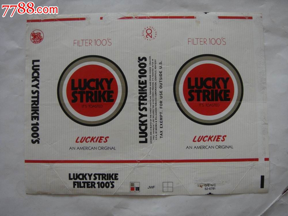 老货,美国原装【luckystrike～好彩(红圈)70s,100s二枚同售】