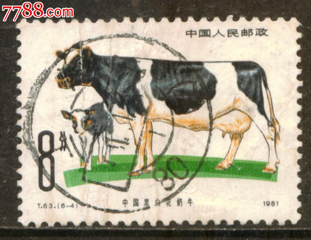 t63中国畜牧业-牛6-4信销邮票近上品(戳)_第1张_7788收藏__中国收藏