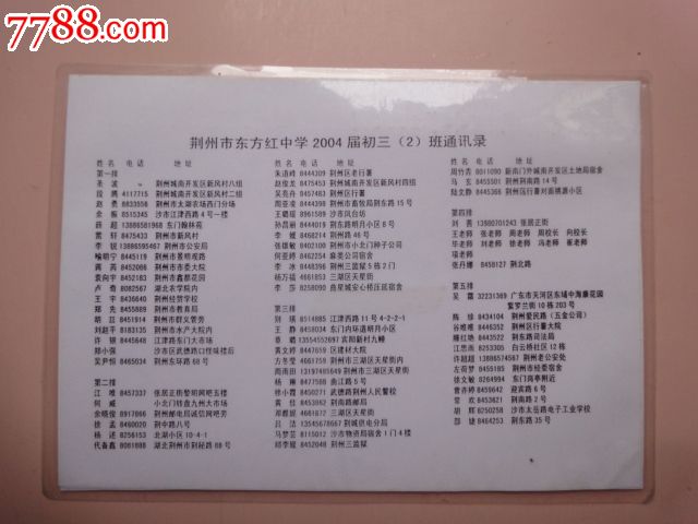 荆州市东方红中学2004届初三(2)班合影留影