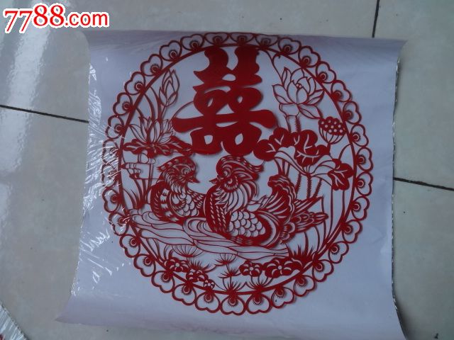 无裱,鸳鸯戏水图-se21617309-剪纸/窗花-零售-7788收藏__中国收藏热线