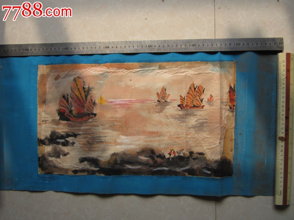 文革时期帆船水粉画