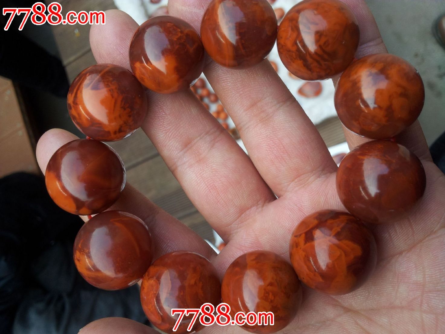 中国南红玛瑙柿子红飘火焰纹手链-价格:100000元-se22122907-玛瑙-零售-7788收藏__中国收藏热线