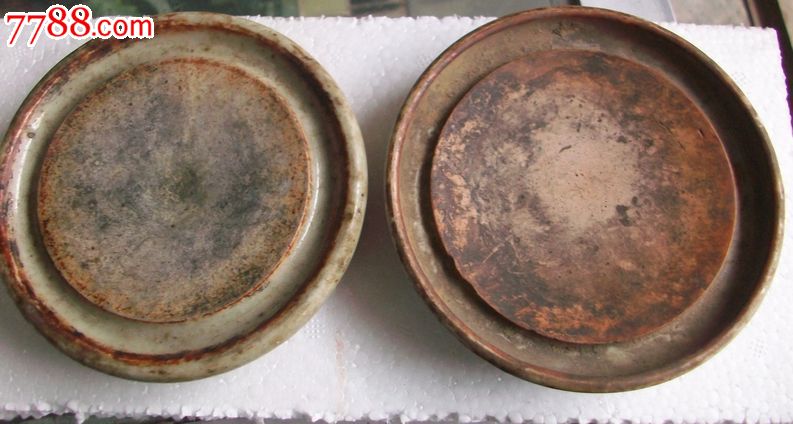 一流品相清代瓷器砚台一对