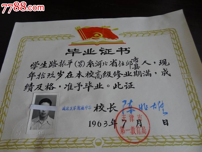 统一编号: se22547792  店内编号:2064 品种: 毕业/学习证件-毕业
