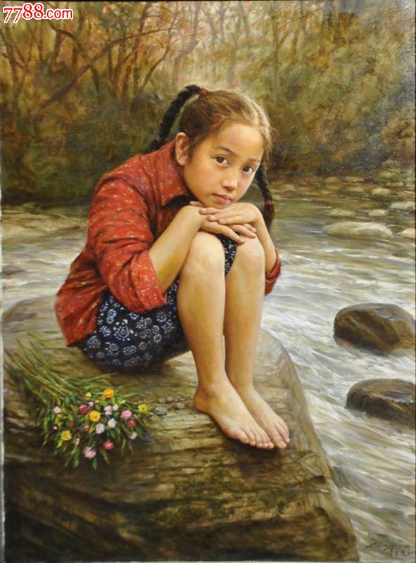 李自健,人性,美,爱,乡村,儿童,少女,油画系列_价格10.