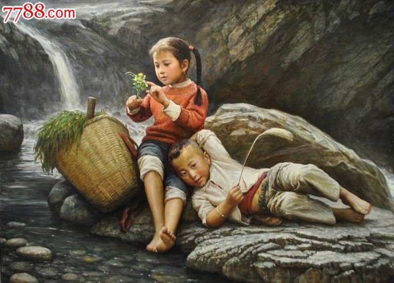 李自健,人性,美,爱,乡村,儿童,少女,油画系列_价格10.
