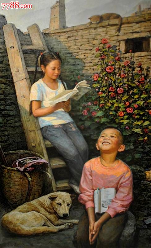 李自健,人性,美,爱,乡村,儿童,少女,油画系列_价格10.