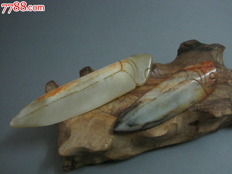 汉代古玩杂项玉器古玉老玉高古老玉器老和田玉蝉形器玉佩一对