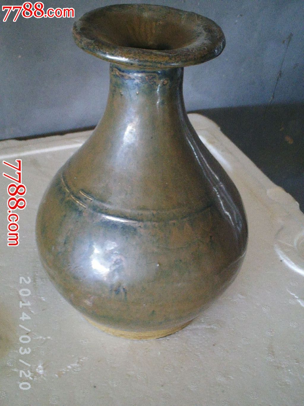 明代磁州窑窑变釉玉壶春瓶,包老