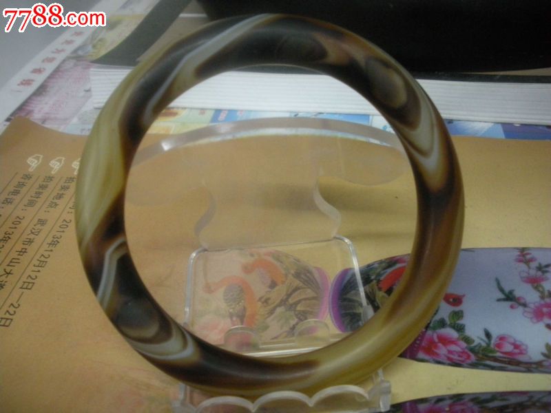 古玩玉器古董古玉稀少的清代天然缠丝老玛瑙手链手镯