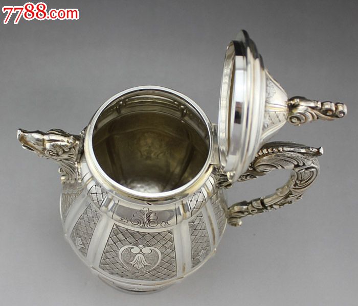 约3150克意大利纯银茶具四件套,西洋古董银器收藏