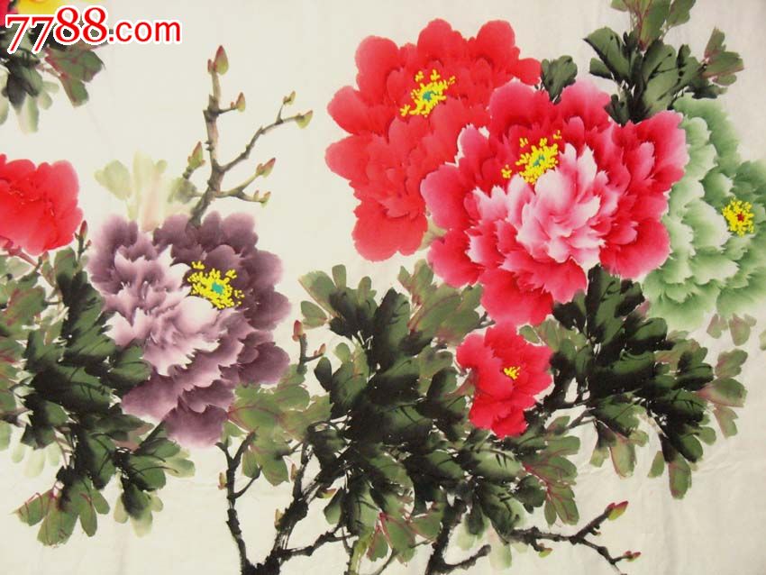 名家张浪伯六尺横幅花开富贵国画字画书画牡丹花客厅装饰画1552