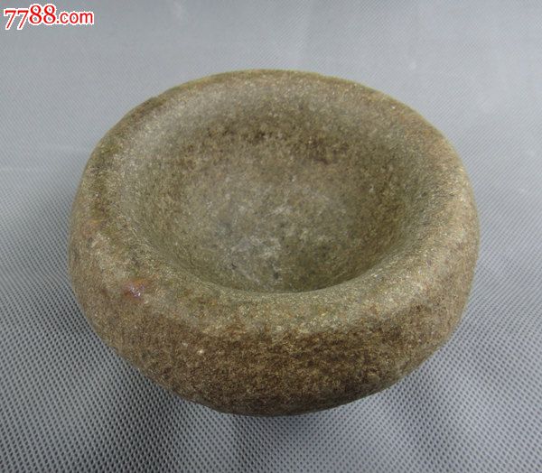 小步古玩※清代小巧的石头臼子,可以做个石头小花盆