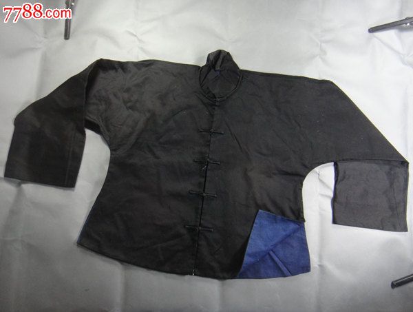 小步古玩※民国时期鲜亮如新的黑棉布马褂上衣,拍电影服装