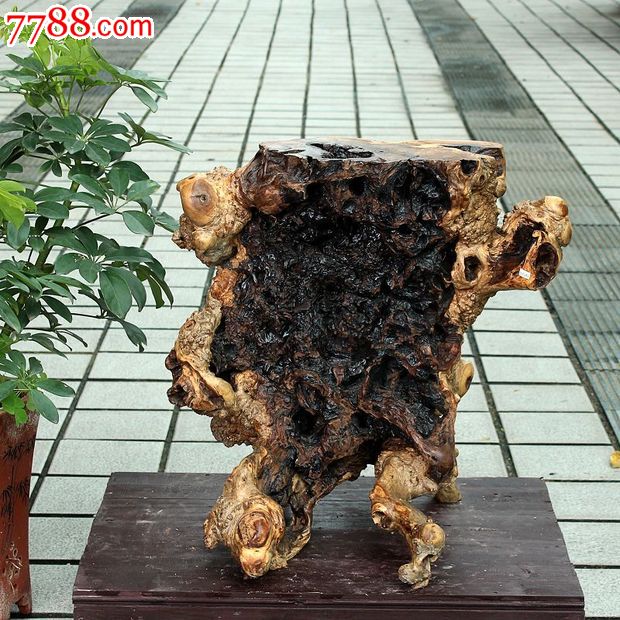 宜居品阁天然根雕奇石大叶杜鹃根根艺自然件花架花台ywd783