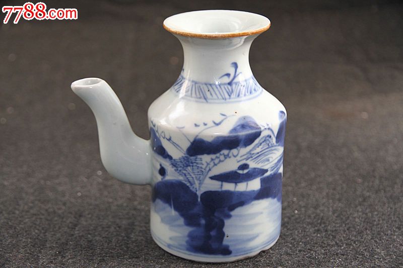 古玩瓷器清早期青花小酒壶