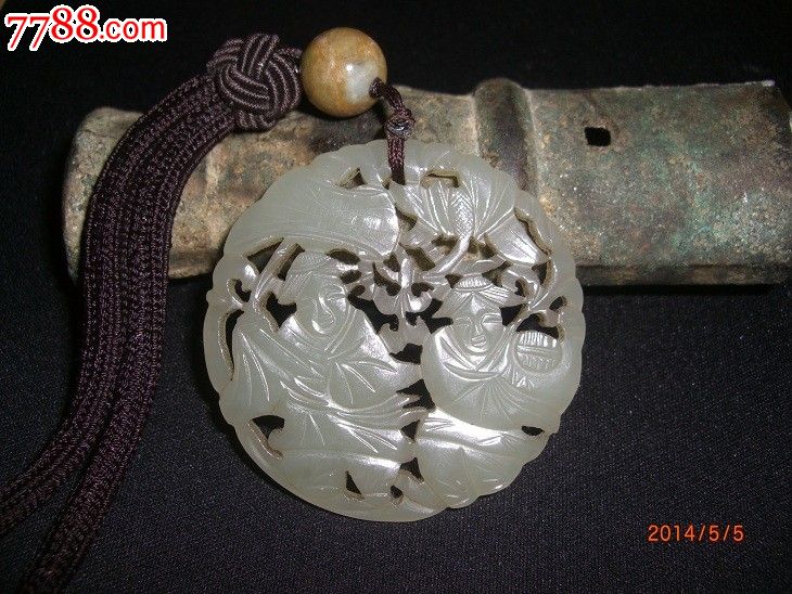 和合二仙玉牌