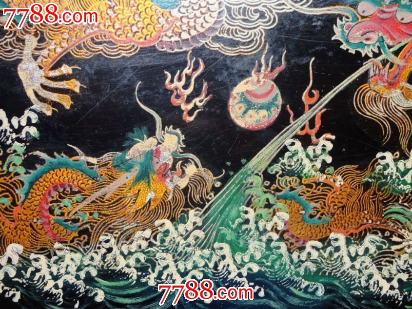 双龙戏珠脱胎果盘