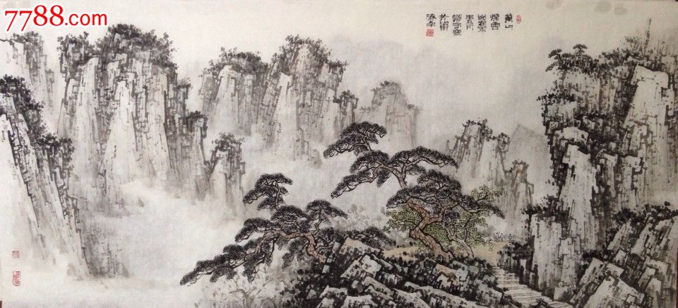 著名国画艺术家郑守宽先生六尺山水画