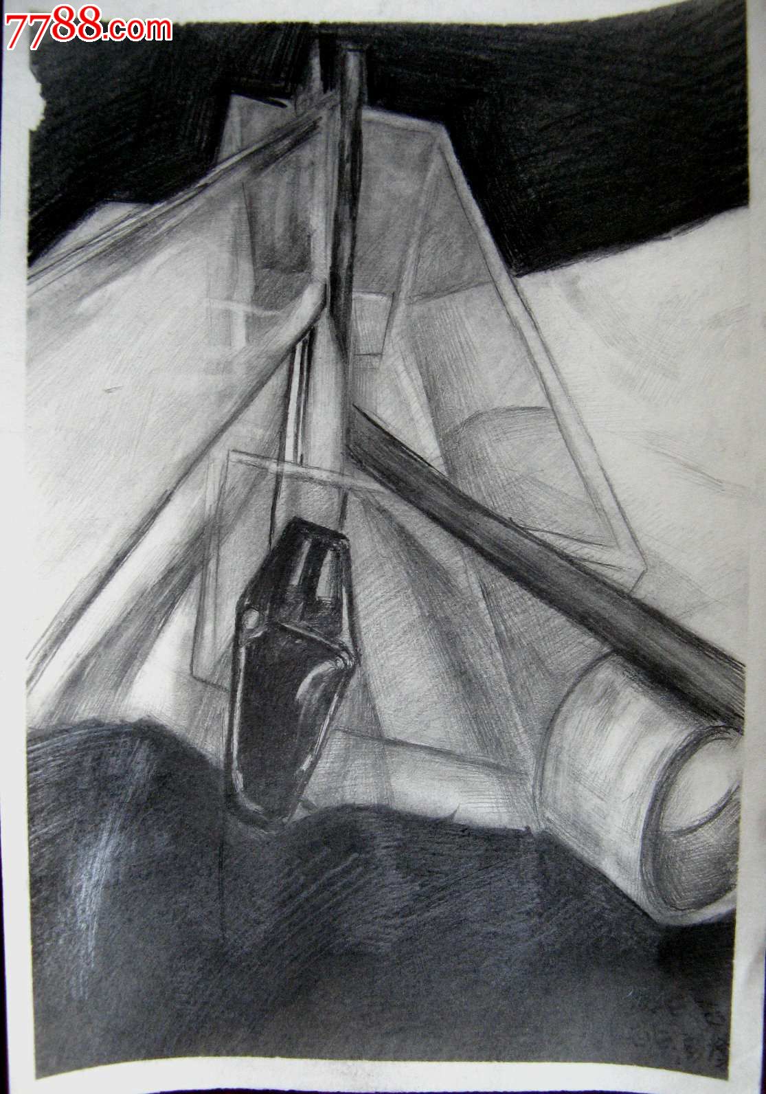 铅笔素描画:支架