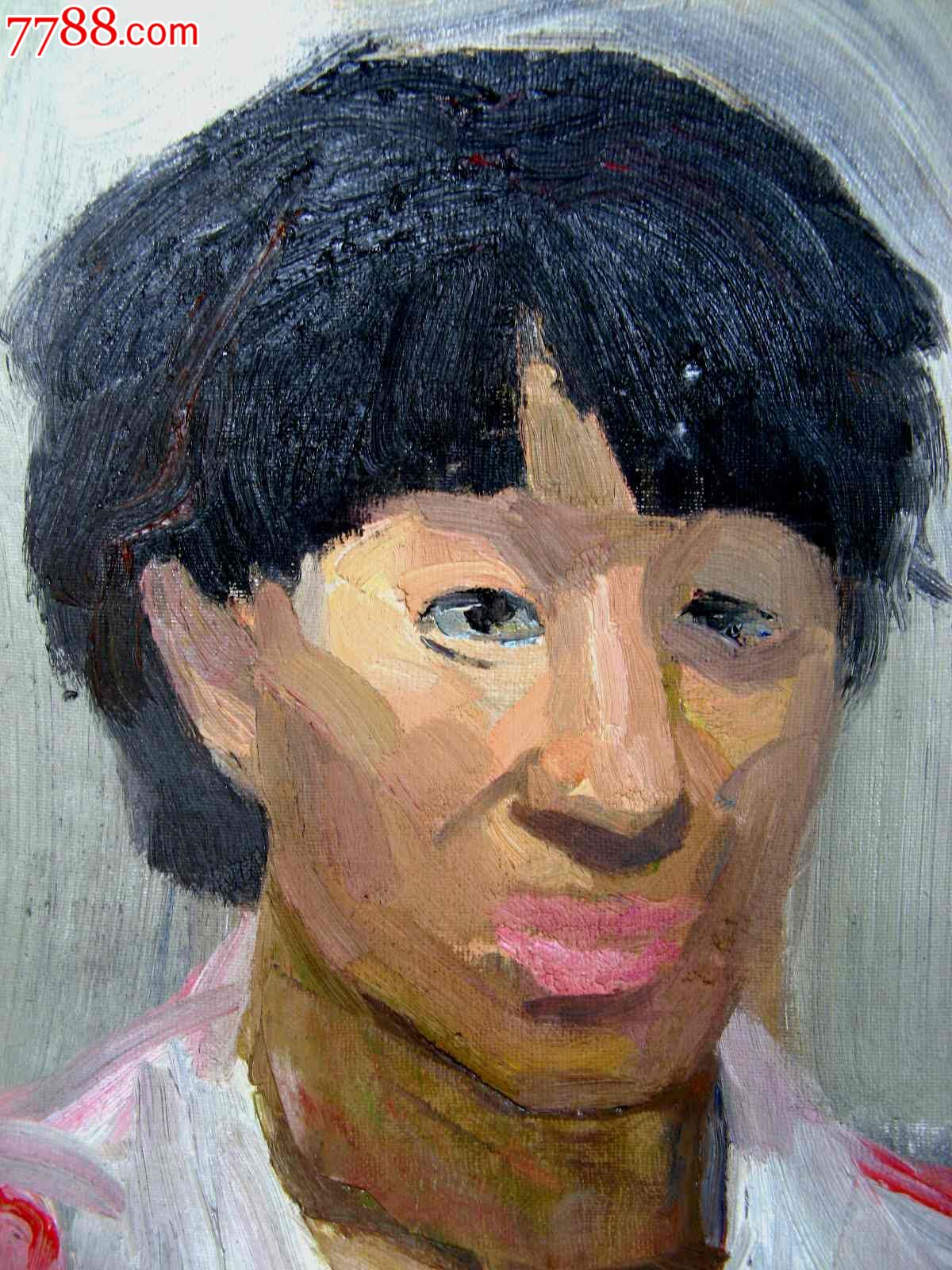 布面人物油画:妇女头像图片下载