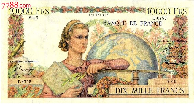 法国10000法郎1954年