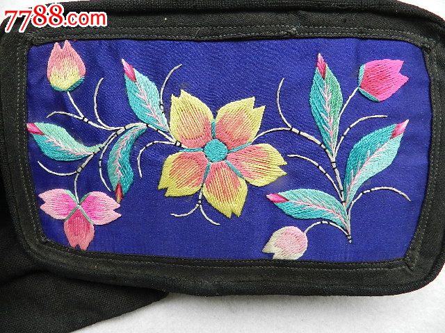 梅花花卉图绣花枕头1949山西晋工老刺绣老织绣绣花